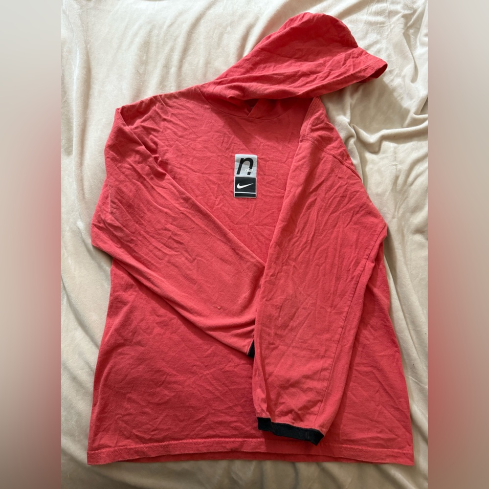 VINTAGE Nike Coral Long Sleeve Shirt with Hood